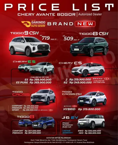 Pricelist Harga Chery aeonbsd 2025